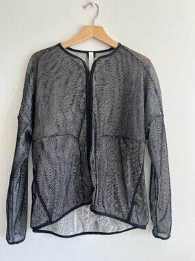 Lululemon Lab Sheer Mesh Zip Jacket Black Size 10 Lightweight Layer